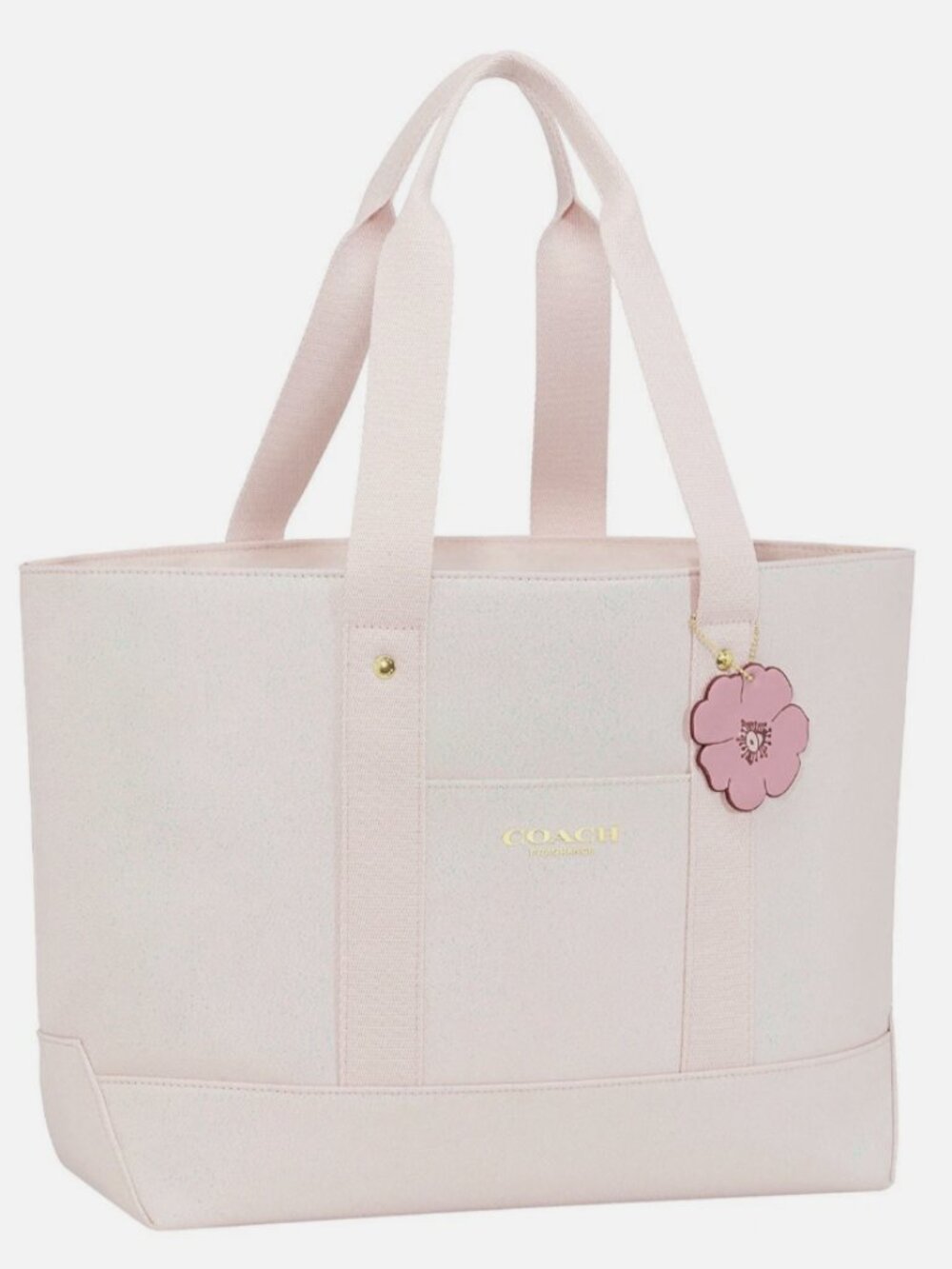 COACH Fragrance Tote Bag Pink Shimmer Limited Edition New with Flower Tag Charm - Picture 1 of 3